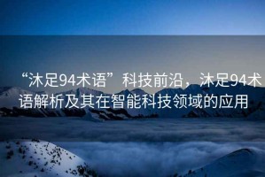 “沐足94術(shù)語(yǔ)”科技前沿，沐足94術(shù)語(yǔ)解析及其在智能科技領(lǐng)域的應(yīng)用
