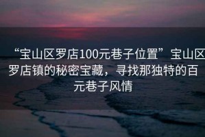 “寶山區(qū)羅店100元巷子位置”寶山區(qū)羅店鎮(zhèn)的秘密寶藏，尋找那獨特的百元巷子風情