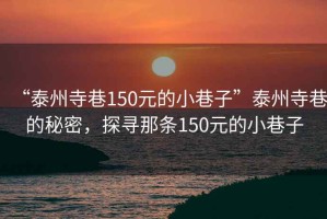 “泰州寺巷150元的小巷子”泰州寺巷的秘密，探尋那條150元的小巷子