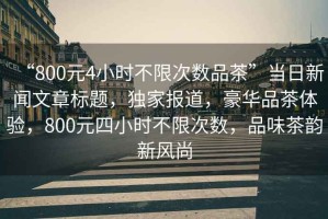“800元4小時不限次數(shù)品茶”當(dāng)日新聞文章標(biāo)題，獨家報道，豪華品茶體驗，800元四小時不限次數(shù)，品味茶韻新風(fēng)尚