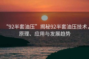 “92半套油壓”揭秘92半套油壓技術(shù)，原理、應(yīng)用與發(fā)展趨勢