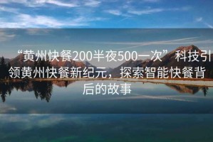 “黃州快餐200半夜500一次”科技引領(lǐng)黃州快餐新紀(jì)元，探索智能快餐背后的故事