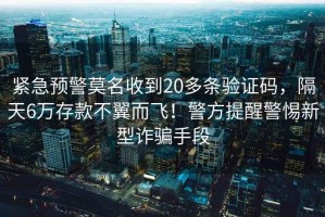 緊急預(yù)警莫名收到20多條驗證碼，隔天6萬存款不翼而飛！警方提醒警惕新型詐騙手段