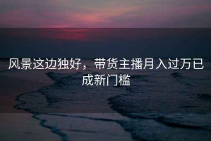 風景這邊獨好，帶貨主播月入過萬已成新門檻