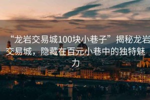 “龍巖交易城100塊小巷子”揭秘龍巖交易城，隱藏在百元小巷中的獨特魅力
