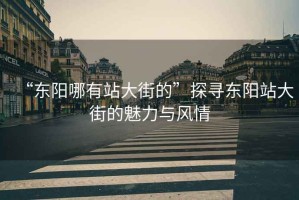 “東陽哪有站大街的”探尋東陽站大街的魅力與風情