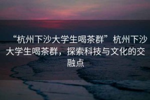 “杭州下沙大學(xué)生喝茶群”杭州下沙大學(xué)生喝茶群，探索科技與文化的交融點(diǎn)