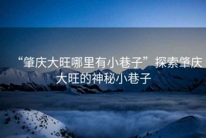 “肇慶大旺哪里有小巷子”探索肇慶大旺的神秘小巷子