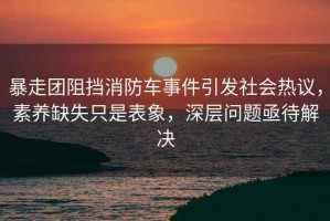 暴走團阻擋消防車事件引發(fā)社會熱議，素養(yǎng)缺失只是表象，深層問題亟待解決
