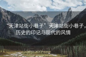 “天津站街小巷子”天津站街小巷子，歷史的印記與現(xiàn)代的風(fēng)情