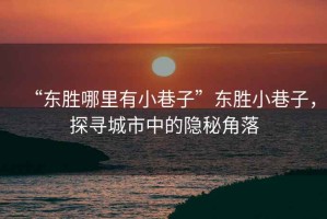 “東勝哪里有小巷子”東勝小巷子，探尋城市中的隱秘角落
