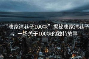 “唐家灣巷子100塊”揭秘唐家灣巷子，一場關(guān)于100塊的獨特故事