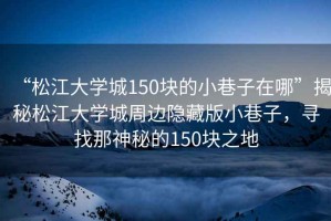 “松江大學(xué)城150塊的小巷子在哪”揭秘松江大學(xué)城周邊隱藏版小巷子，尋找那神秘的150塊之地