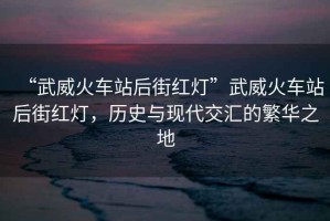 “武威火車站后街紅燈”武威火車站后街紅燈，歷史與現(xiàn)代交匯的繁華之地