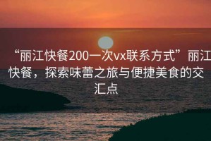 “麗江快餐200一次vx聯(lián)系方式”麗江快餐，探索味蕾之旅與便捷美食的交匯點