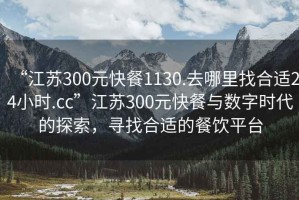 “江蘇300元快餐1130.去哪里找合適24小時.cc”江蘇300元快餐與數(shù)字時代的探索，尋找合適的餐飲平臺
