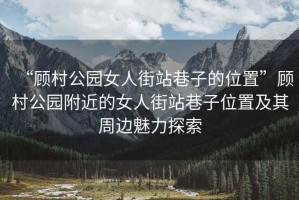 “顧村公園女人街站巷子的位置”顧村公園附近的女人街站巷子位置及其周邊魅力探索