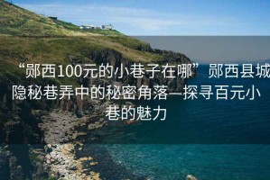 “鄖西100元的小巷子在哪”鄖西縣城隱秘巷弄中的秘密角落—探尋百元小巷的魅力