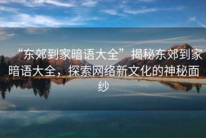“東郊到家暗語大全”揭秘東郊到家暗語大全，探索網(wǎng)絡新文化的神秘面紗