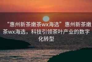 “惠州新茶嫩茶wx海選”惠州新茶嫩茶wx海選，科技引領(lǐng)茶葉產(chǎn)業(yè)的數(shù)字化轉(zhuǎn)型