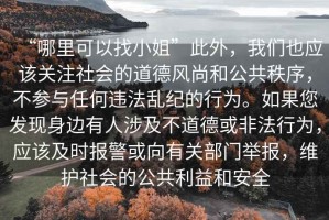 “哪里可以找小姐”此外，我們也應(yīng)該關(guān)注社會(huì)的道德風(fēng)尚和公共秩序，不參與任何違法亂紀(jì)的行為。如果您發(fā)現(xiàn)身邊有人涉及不道德或非法行為，應(yīng)該及時(shí)報(bào)警或向有關(guān)部門舉報(bào)，維護(hù)社會(huì)的公共利益和安全