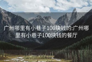 廣州哪里有小巷子100塊錢的:廣州哪里有小巷子100塊錢的餐廳