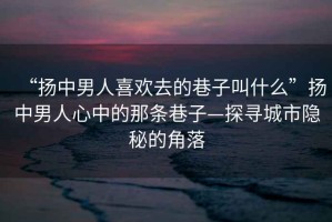 “揚(yáng)中男人喜歡去的巷子叫什么”揚(yáng)中男人心中的那條巷子—探尋城市隱秘的角落