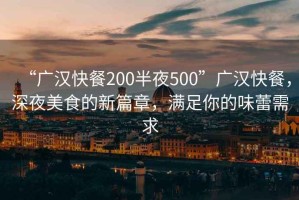 “廣漢快餐200半夜500”廣漢快餐，深夜美食的新篇章，滿足你的味蕾需求