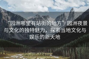 “園洲哪里有站街的地方”園洲夜景與文化的獨特魅力，探索當?shù)匚幕c娛樂的新天地