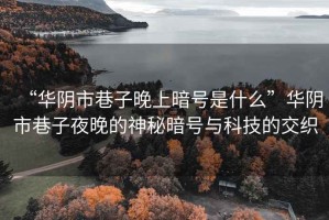 “華陰市巷子晚上暗號(hào)是什么”華陰市巷子夜晚的神秘暗號(hào)與科技的交織