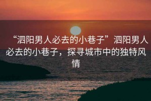 “泗陽(yáng)男人必去的小巷子”泗陽(yáng)男人必去的小巷子，探尋城市中的獨(dú)特風(fēng)情