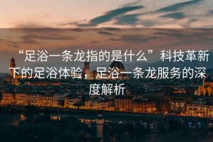 “足浴一條龍指的是什么”科技革新下的足浴體驗，足浴一條龍服務(wù)的深度解析