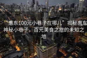 “惠東100元小巷子在哪兒”揭秘惠東神秘小巷子，百元美食之旅的未知之地