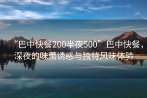 “巴中快餐200半夜500”巴中快餐，深夜的味蕾誘惑與獨(dú)特風(fēng)味體驗(yàn)