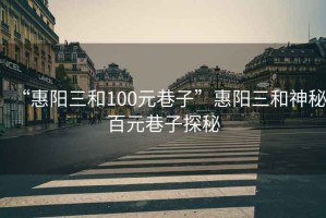 “惠陽三和100元巷子”惠陽三和神秘百元巷子探秘