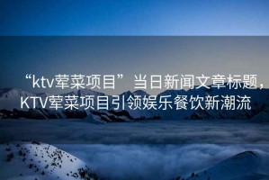 “ktv葷菜項(xiàng)目”當(dāng)日新聞文章標(biāo)題，KTV葷菜項(xiàng)目引領(lǐng)娛樂(lè)餐飲新潮流