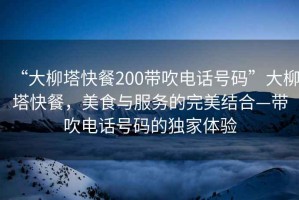 “大柳塔快餐200帶吹電話號碼”大柳塔快餐，美食與服務的完美結合—帶吹電話號碼的獨家體驗