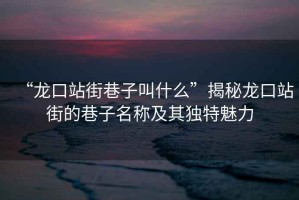 “龍口站街巷子叫什么”揭秘龍口站街的巷子名稱及其獨特魅力