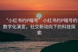 “小紅書約P暗號”小紅書約P暗號的數(shù)字化演變，社交新動向下的科技探索