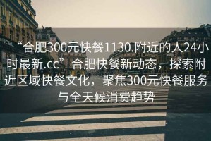 “合肥300元快餐1130.附近的人24小時(shí)最新.cc”合肥快餐新動(dòng)態(tài)，探索附近區(qū)域快餐文化，聚焦300元快餐服務(wù)與全天候消費(fèi)趨勢(shì)