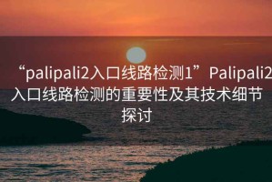“palipali2入口線路檢測1”Palipali2入口線路檢測的重要性及其技術(shù)細節(jié)探討