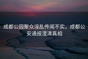 成都公園聚眾淫亂傳聞不實(shí)，成都公安通報(bào)澄清真相
