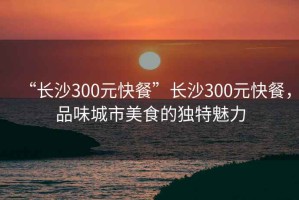“長沙300元快餐”長沙300元快餐，品味城市美食的獨特魅力