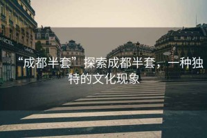 “成都半套”探索成都半套，一種獨(dú)特的文化現(xiàn)象