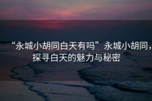 “永城小胡同白天有嗎”永城小胡同，探尋白天的魅力與秘密