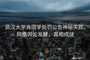 武漢大學(xué)肖同學(xué)處罰公告神秘失蹤，網(wǎng)絡(luò)輿論發(fā)酵，真相成謎