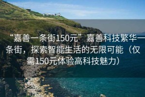 “嘉善一條街150元”嘉善科技繁華一條街，探索智能生活的無限可能（僅需150元體驗(yàn)高科技魅力）