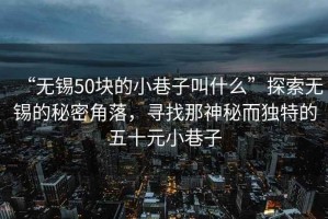 “無錫50塊的小巷子叫什么”探索無錫的秘密角落，尋找那神秘而獨特的五十元小巷子