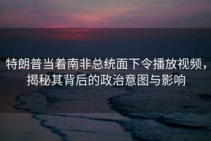 特朗普當(dāng)著南非總統(tǒng)面下令播放視頻，揭秘其背后的政治意圖與影響