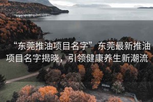 “東莞推油項目名字”東莞最新推油項目名字揭曉，引領(lǐng)健康養(yǎng)生新潮流